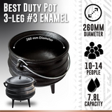 Potjie Pot Size 3 by Best Duty (3 Legs) - Enamel