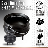 Potjie Pot Size 1/4 by Best Duty (3 Legs) - Enamel